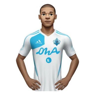 Kilian Mbappé avec un maillot de L’Olympique de Marseille  sticker