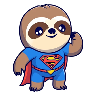 Sloth from The Goonies movie with deformed face and superman t-shirt sticker