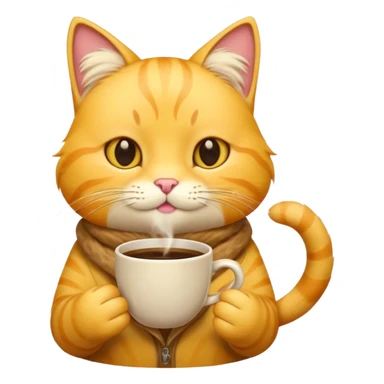 Yellow cat making coffee  sticker
