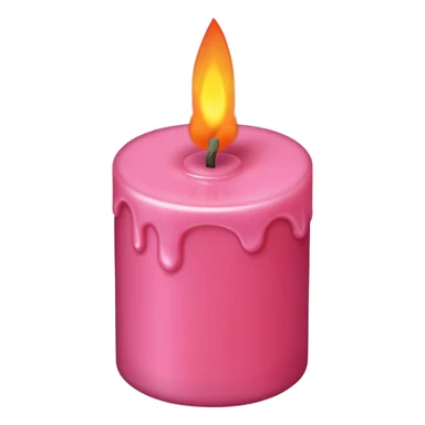 Draw a pink candle with a flame on it that looks 15 degrees tilted from a bird's eye view. sticker