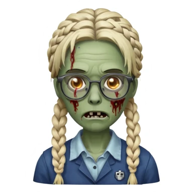 zombie with braided hair and glassess sticker