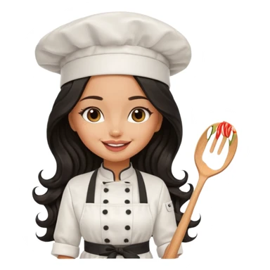 a pretty tan bratz girl with black wavy long hair chef sticker