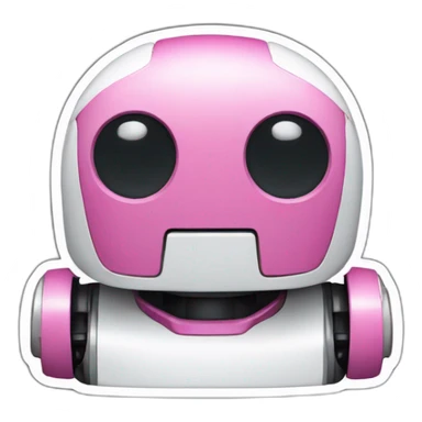 pink and white robot face sticker sticker
