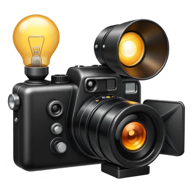 photo camera with a small lamp next to it sticker