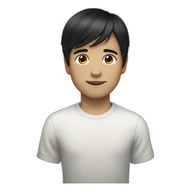 A boy with black hair, bangs to the left and blue eyes sticker