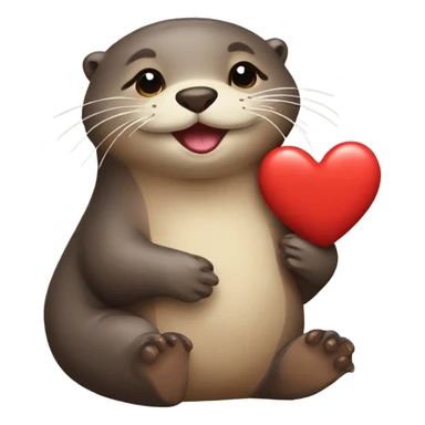 Loving otters with red heart sticker