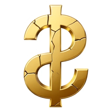 Give me the money sign emoji "💲" with a vertical crack in the middle sticker