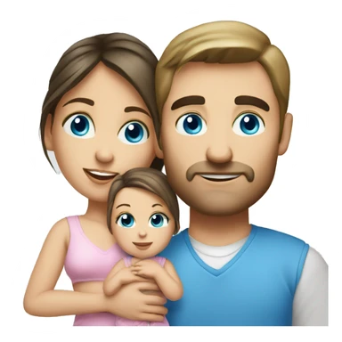 white brunette Husband and wife with blue eyes and little daughter infant sticker