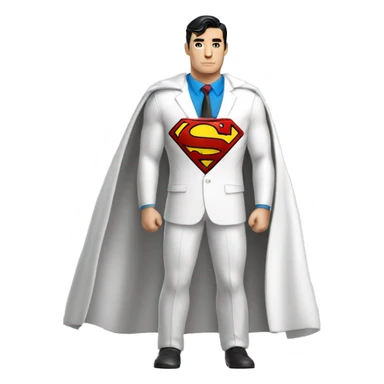 White suit superman with chest letter U sticker