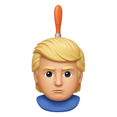 a toilet brush with donald trump face and hair sticker