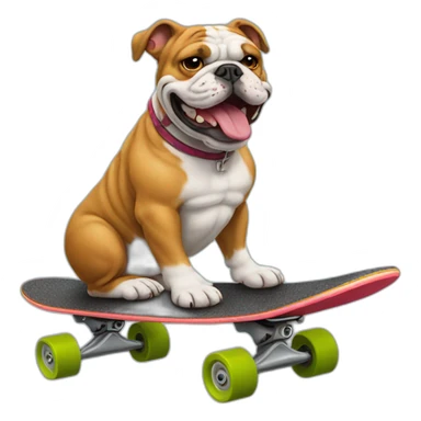 A bulldog riding a skateboard sticker
