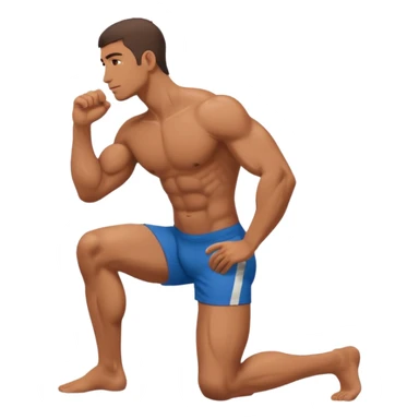 naked man kneeling side view no clothes sticker
