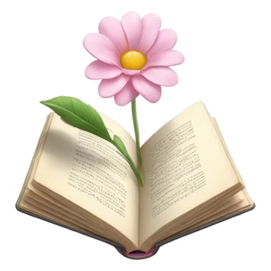 Realistic Open book with light pink flower inside sticker