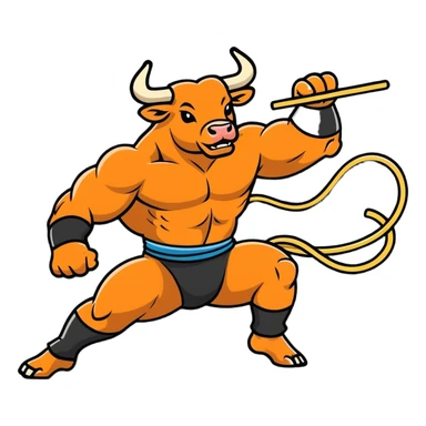 Bull kicking noodle legs sticker