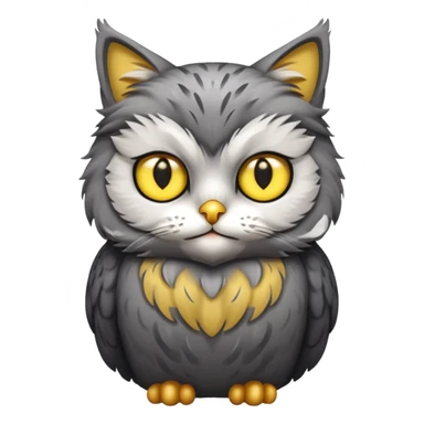 A cat with a owl body sticker