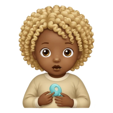 Black newborn, curly blonde tuft, pacifier sticker