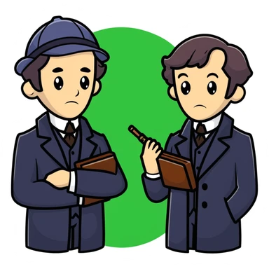 Sherlock and Watson solving a mystery together sticker