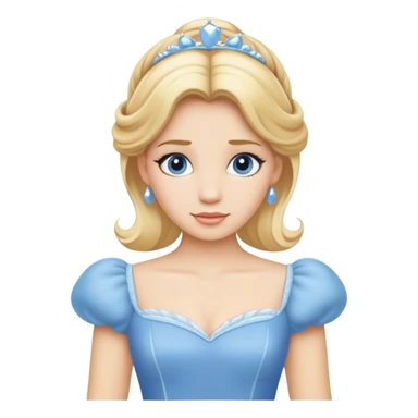 minimal Cinderella with blue dress and blonde hair, extremely simple sticker