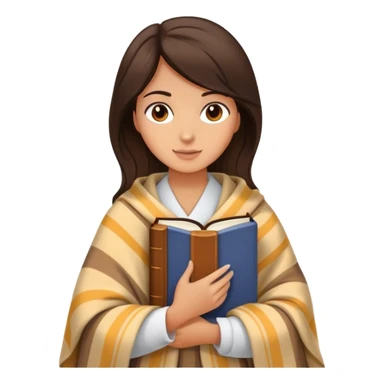 brunette with in a blanket with a book in her hands sticker