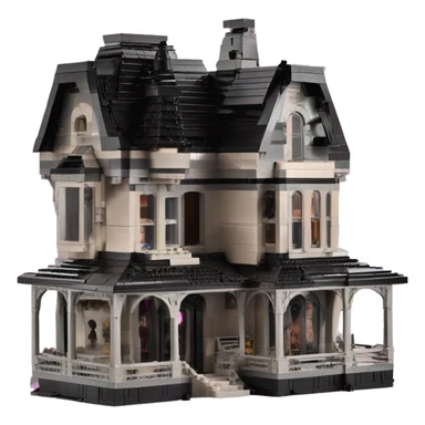 Lego Barbie’s and Darth’s very dusty and old disturbing disgusting ghostly haunted horror dream house mansion with 7 gables and a wrap around porch  sticker