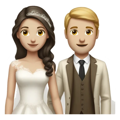 pale dark brunette girl marrying tall pale man with light brown hair  sticker