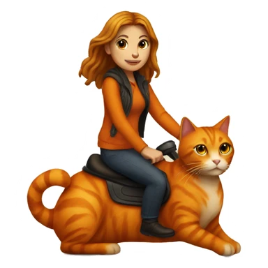 Kaitlyn riding an orange cat sticker