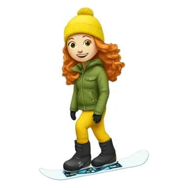 Ginger Girl yellow pants riding on snowboard  sticker