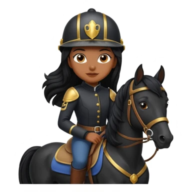 Brown girl on black horse  sticker