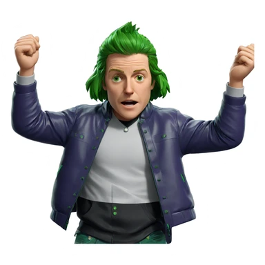 green haired boy in jacket sticker