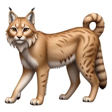 Cinematic-Lynx-Realistic-Full-Body-Standing on all fours-Emoji – head tilted dramatically, fur with faint spotting, long legs and large paws poised elegantly, simplified yet realistic focused features, highly detailed, glowing with an almost sarcastic glow. sticker