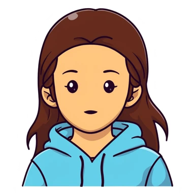 girl with long brown hair and sweat on her forehead sticker