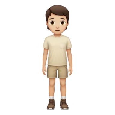 Pajamas color with dark brown shorts and a light cream T-shirt sticker