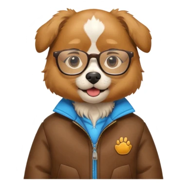 dog wearing jacket and glasses sticker