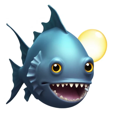 Anglerfish with a glowing lure hanging from its forehead, sharp teeth, and big eyes. sticker