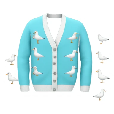 Light blue cardigan with seagulls on both sleeves sticker