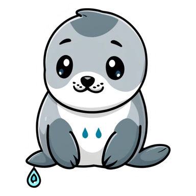 sad harbor seal with tear drop sticker