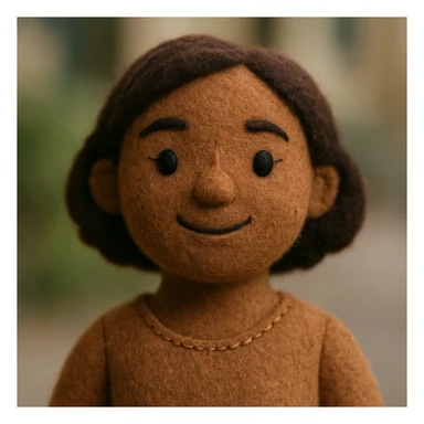 brown woman, plush portrait style sticker