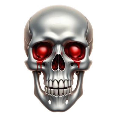 metallic anatomic bones with blood, steel texture, dark dramatic tone, minimal details sticker