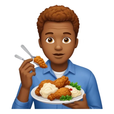 black man eating chicken sticker