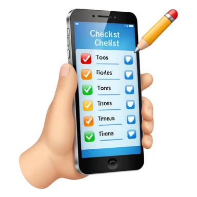 phone with a checklist sticker