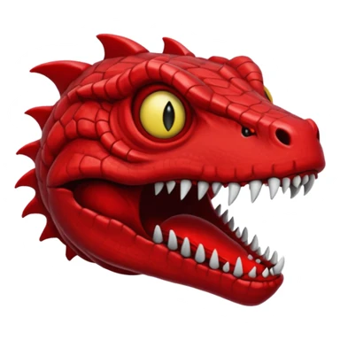 SCP-939 inspired cursed emoji, red reptilian creature, many teeth, unsettling, horror sticker