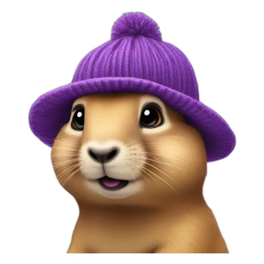 prairie dog with purple beanie just head sticker