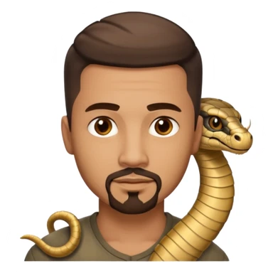 Homme métisse yeux marron avec un bouc cheveux court avec dégradé sur le côté, avec un cobra à côté sticker