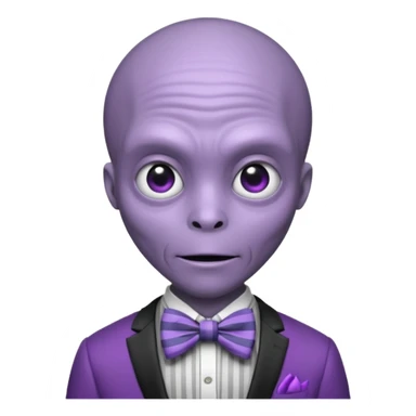 Purple alien with striped bowtie sticker
