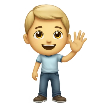 boy saying hello with hand  sticker