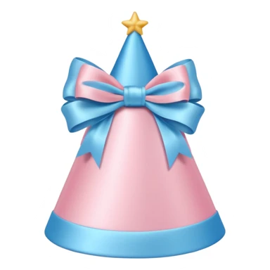 birthday hat with a bow, pastel pink and blue colors sticker