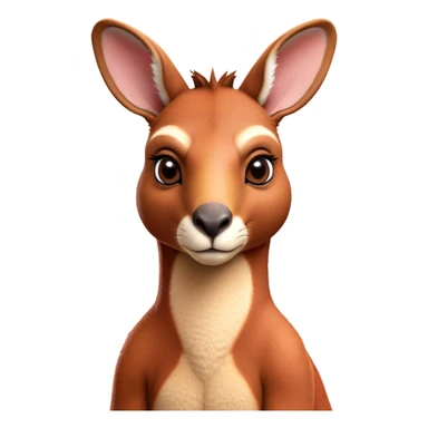 Cinematic Noble Adult Red Kangaroo Portrait Emoji, Poised and regal, with a robust, muscular build, tawny reddish fur, and a distinctive red kangaroo-shaped head featuring a slightly elongated snout, prominent ears, and keen, observant eyes, Simplified yet sharp and sophisticated features, highly detailed, glowing with a warm, sunlit glow, high shine, intelligent and commanding, stylized with an air of outback authority, focused and vigilant, soft glowing outline, capturing the essence of a watchful guardian that seems ready to bound out of the screen with effortless power! sticker