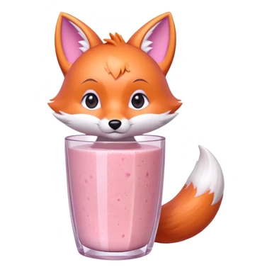 full-body chibi pastel pink fox-blender hybrid with transparent body showing a fruity smoothie inside, sparkling eyes, transparent background sticker