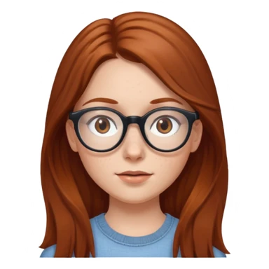 White girl with long chestnut hair and brown eye glasses  sticker