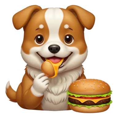 Perro, comiendo hamburguesa ￼ sticker
